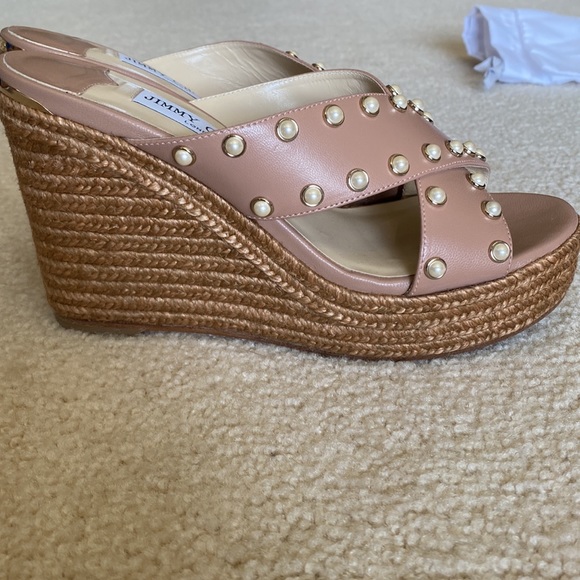 Jimmy Choo Wedge Sandal Taupe Espadrille size 37 - Picture 7 of 7